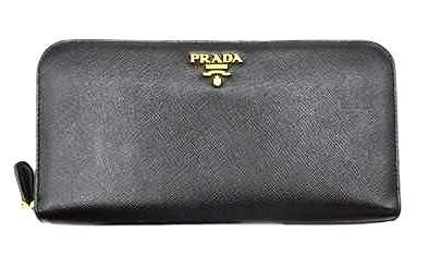 プラダ買取 ラウンドジップウォレット ブラック サフィアーノレザー 1ML506